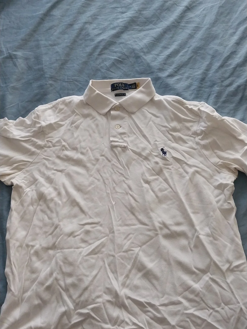 Ralph Lauren White Polo with Navy Pony Embroidery